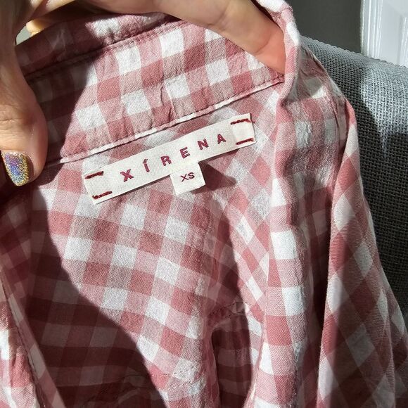 XIRENA gingham button up blouse - Picture 4 of 5
